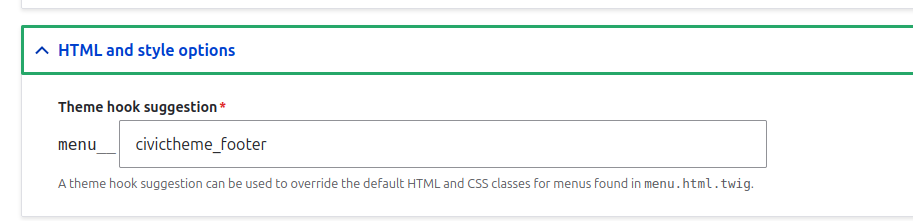 HTML and style options - Theme hook suggestion: civictheme_footer