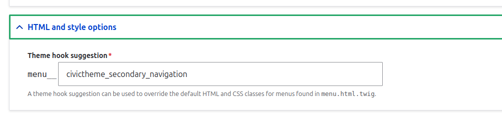 HTML and style options - Theme hook suggestion: civictheme_secondary_navigation