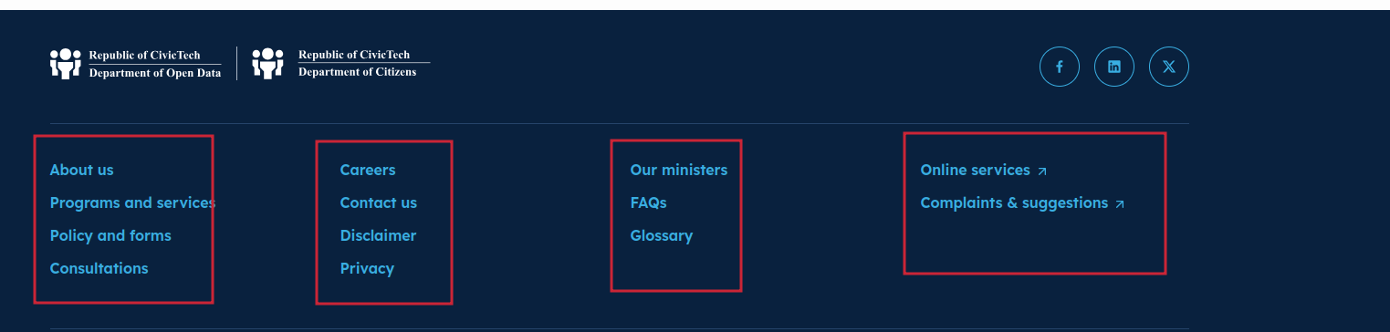 Footer Menu Configuration.